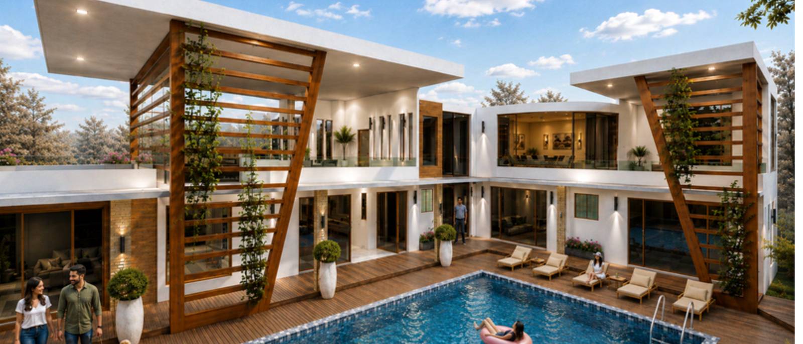 Courtyard and pool at a Bangalore residence